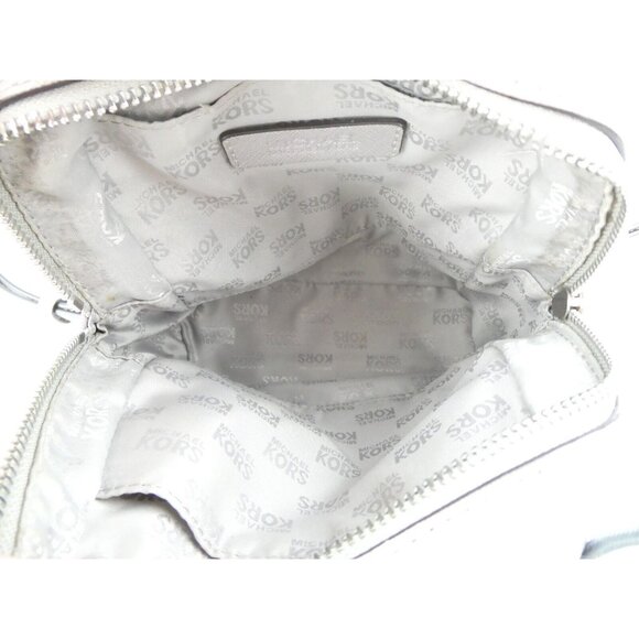 Michael Kors Abbey Gray Silver Perforated Leather Mini Backpack - Picture 11 of 16